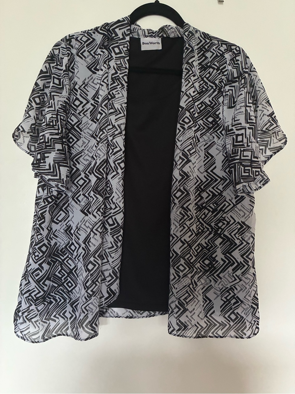Bon Worth Black & White Geometric Layered look blouse